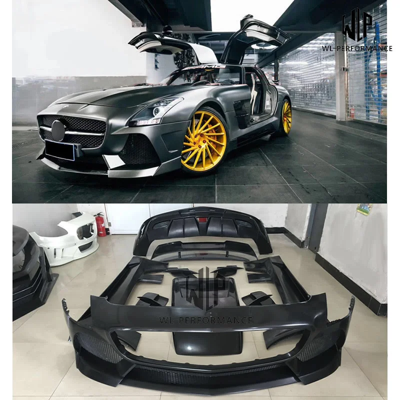 R197 Car Body Kit Frp Unpainted Front Bumper Rear Bumper Side Skirts for Mercedes-bnez Sls Amg R197 Misha Style Car Styling