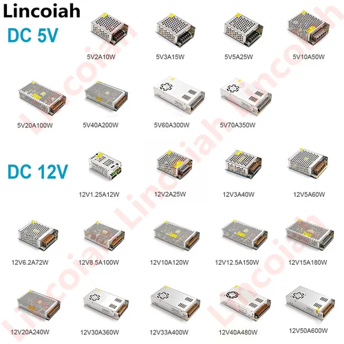 Imagen 2 del producto Fuente de alimentación conmutada DC 5V 12V 24V 36V 48V 60W 360W 600W transformador de luz AC 100-240V adaptador de fuente SMPS para tiras LED CCTV