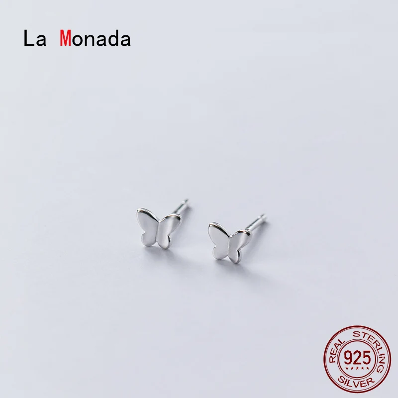 La Monada 925 Sterling Silver Stud Earrings For Women Korean Earrings Small Gold Butterfly Earrings Silver 925 Jewelry Stylish