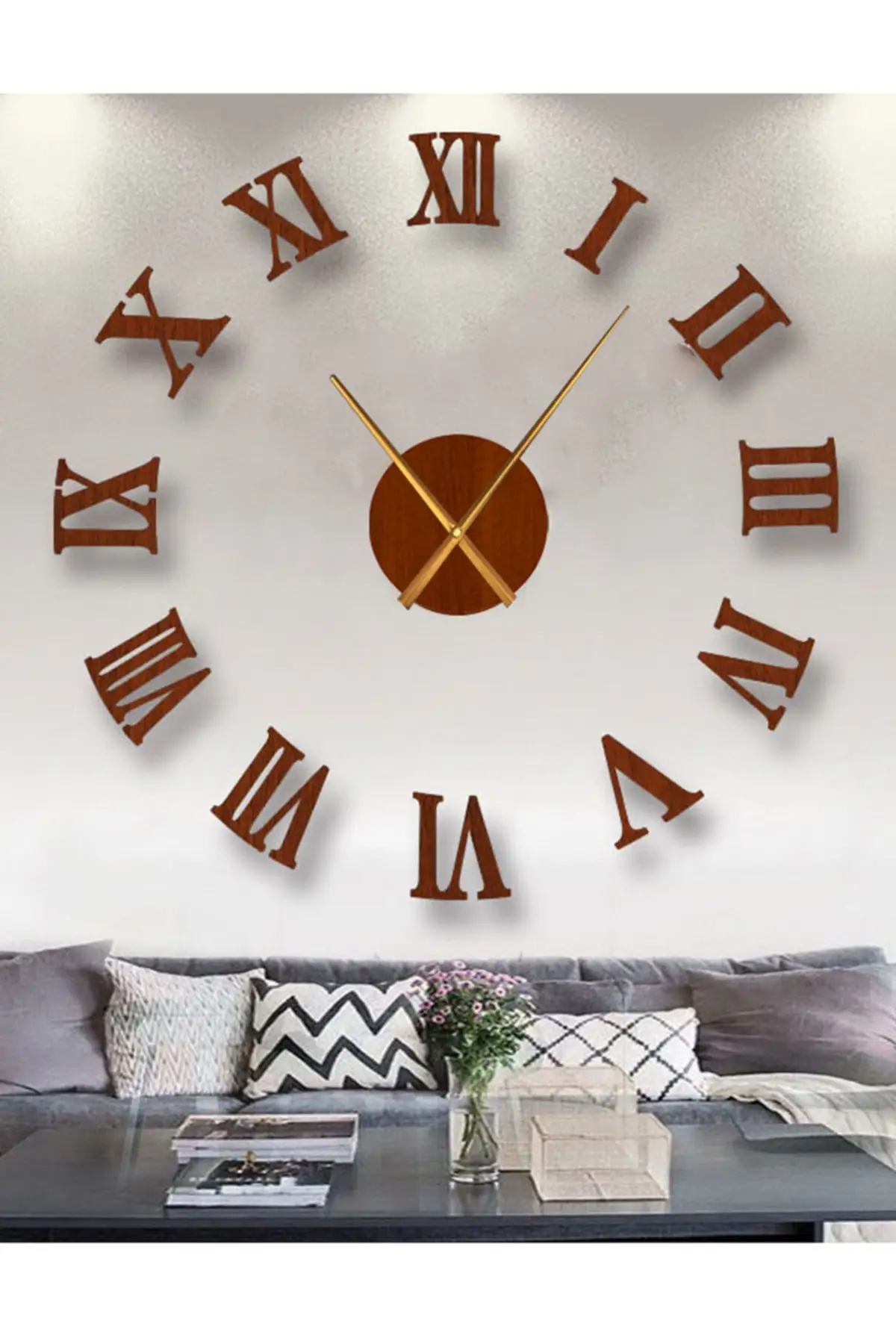 3d Rona Digit Wooden Wall Clock wood walnut 100 cm mount ebatlıdır 80 cm also düşüre know stylish and design 3d ürünüdür.