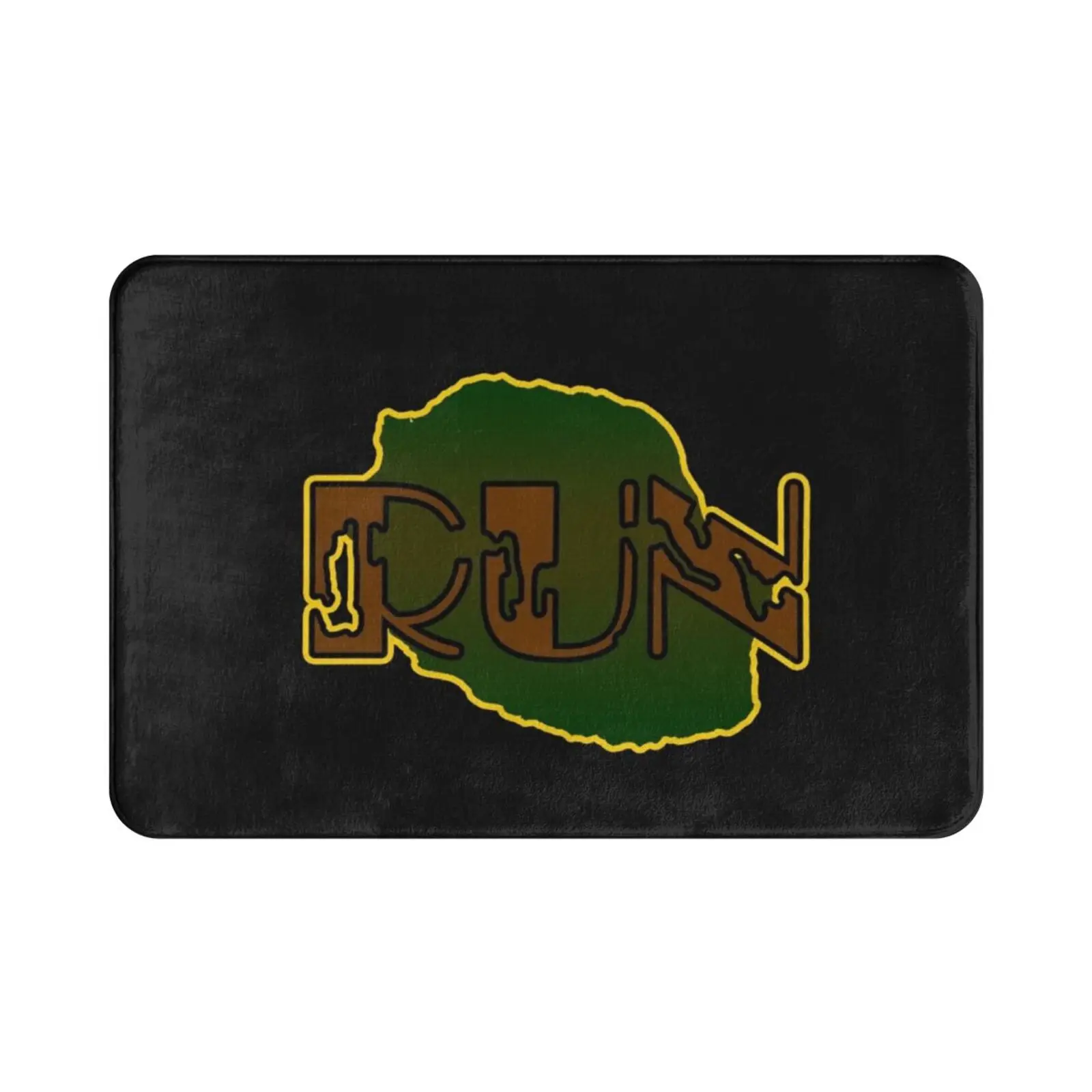 Run (إلهام من جزيرة Reunion ) سجادة سجادة وسادة ناعمة غير قابلة للانزلاق اجتماع 974 Run باللون البني والأخضر والبني والأخضر #2