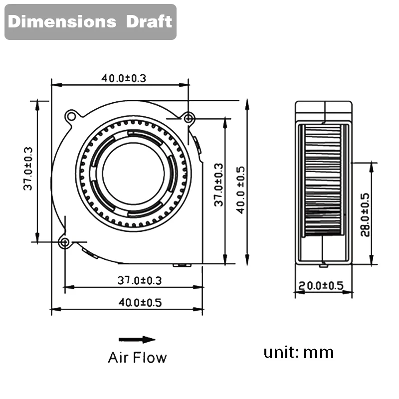 3dプリンターファン,2個,4020ターボブロワー,24v 12v 5v,ボールベアリング冷却ファン,40mm x 40mm x 20mm,3dプリンター部品用