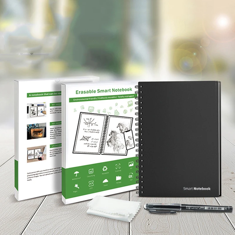 Smart Reusable Erasable Notebook Microwave Wave Cloud Erase Notepad With Pen A4