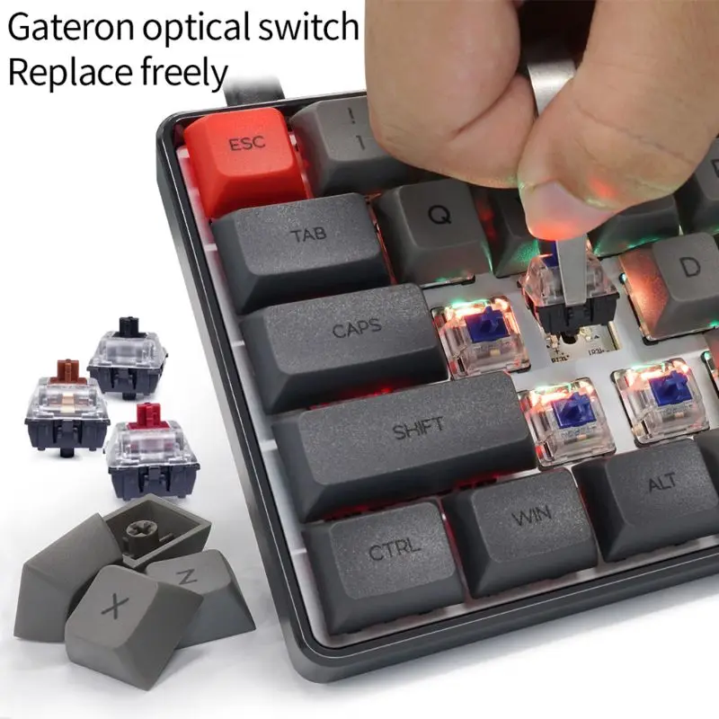 Imagem -06 - Teclado Mecânico com Fio e Iluminação de Led Rgb Mini Teclado Portátil Compacto e à Prova Dágua 61 Pbt com Teclas Gateron Alternância