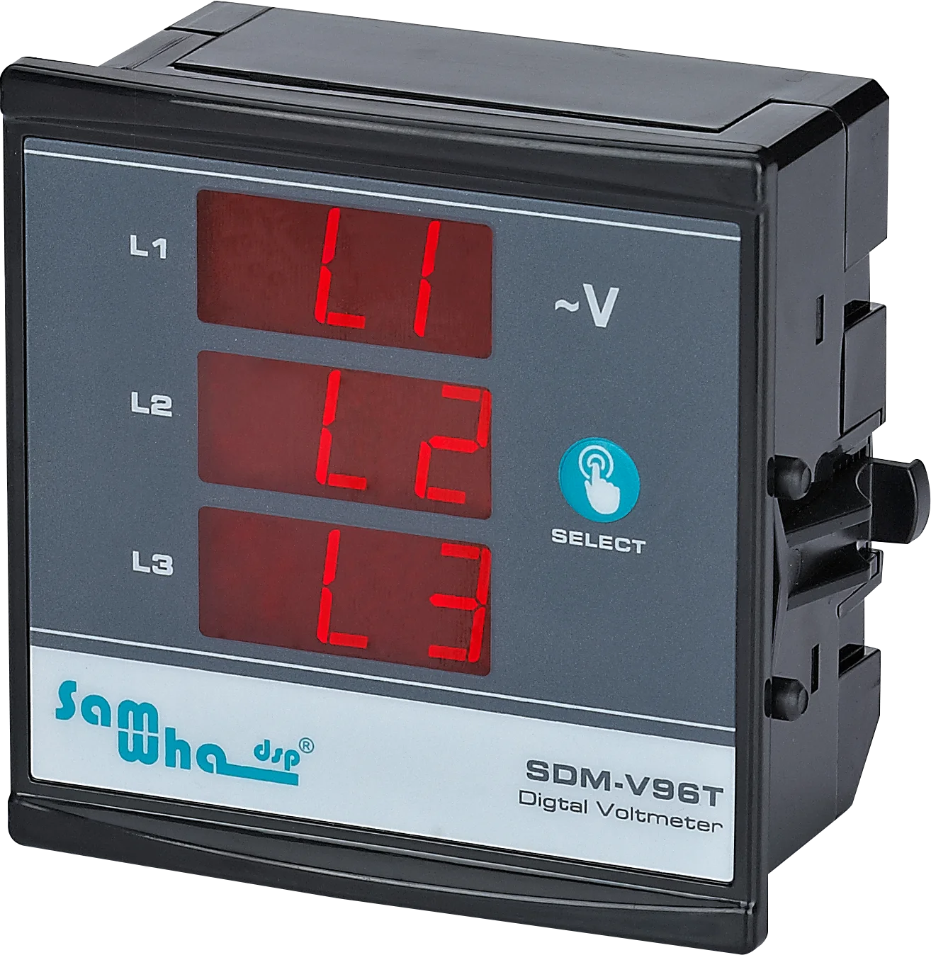 Samwha-Dsp Neutro Digital trifásico voltímetro, Mostra Fase Sequência, Slim Compact, LED Painel Meter, 3x380V, SDM-V96T