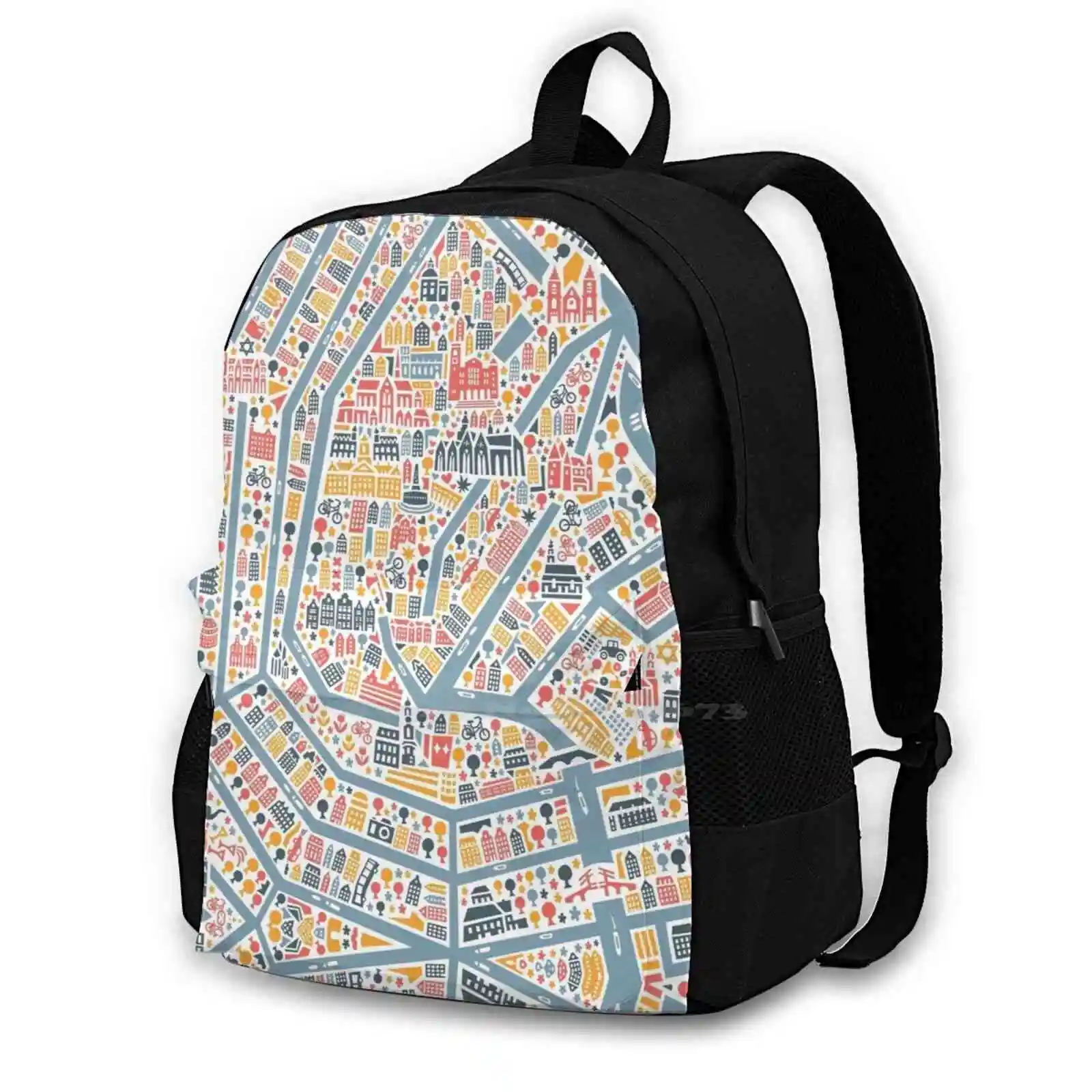 Amsterdam City Map School Bags Travel Laptop Backpack Amsterdam City Map Amsterdam Map