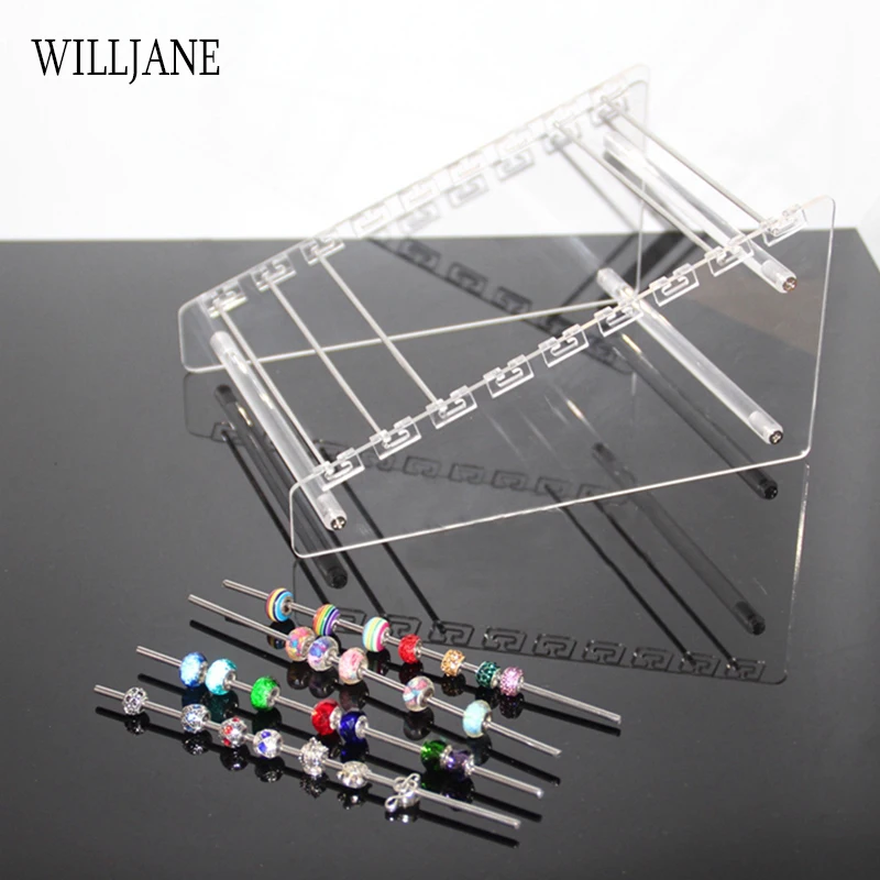 Acrylic Jewelry Display Stand Holder with Charm Rods for Rondelles Charms Earrings Pendant Trollbeads Spacers Storage Organizer view 2