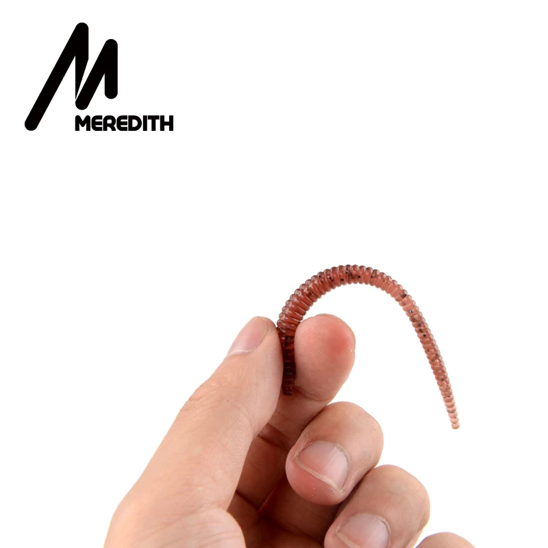 MEREDITH 50pcs 60mm 0.4g Sinking Trout Worm Soft Lure Silicone Simulation Earthworms red Worms Artificial Fishing Lure bloodworm