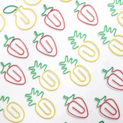 MINKYS Kawaii 10pcs/lot Strawberry Lemon Carrot Metal Paper Clip Christmas Song Decorative Bookmark Binder Clips Stationery - Image 5