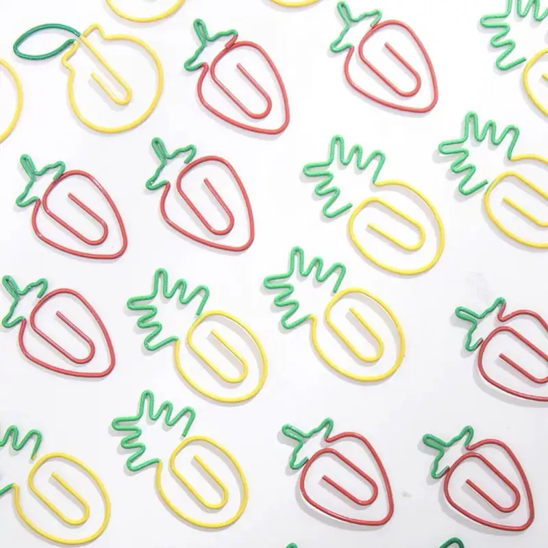 MINKYS Kawaii 10pcs/lot Strawberry Lemon Carrot Metal Paper Clip Christmas Song Decorative Bookmark Binder Clips Stationery - Image 5