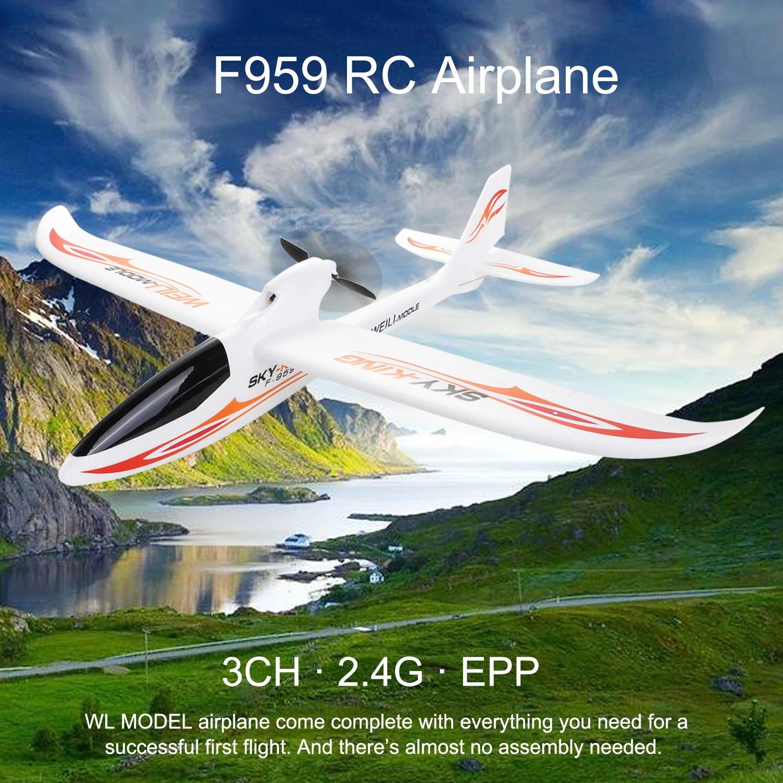 WLtoys F959s RC Airplane 3CH 2.4G  Six-axis Gyroscope 200 Meters Flying Distance Fixed Wing Remote Control Aircraft Toy Gift