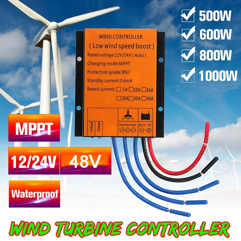 

500W 600W 800W 1000W Universal MPPT Controller For Wind Turbine Generator 12v 24v AUTO 48V LOW WIND BOOST Regulator for Windmill