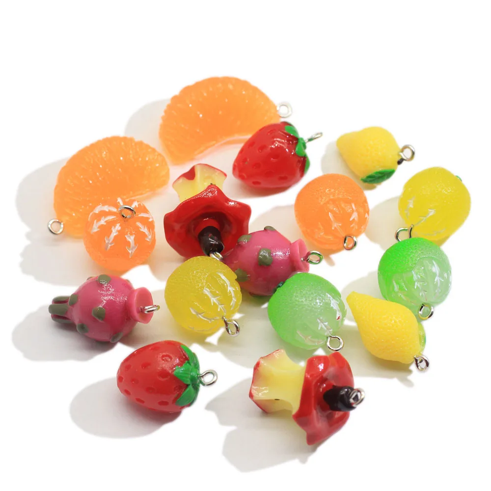 

Lot Assorted Fruit Miniature Figures Charms Lovely Orange Strawberry Lemon Pendants For Earring Necklace Keychain DIY