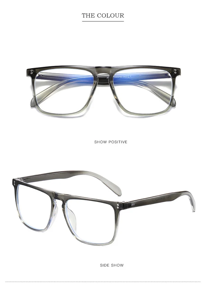 Blaulichtblockierende quadratische Myopie-Brille, fertig, Unisex, Retro, schwarzer Rahmen, verschreibungspflichtige Brille für Studenten, 0–0,5–0,75 bis –6,0 – Detail 11