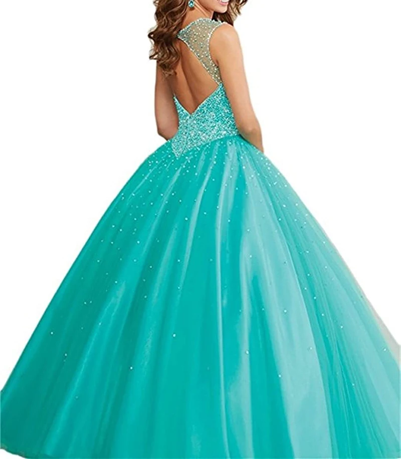 2021 tüll Prinzessin Mädchen Süße 16 Quinceanera Kleider Pailletten Kristall Ballkleid Hochzeit Prom Kleider für Frauen vestido de fiesta