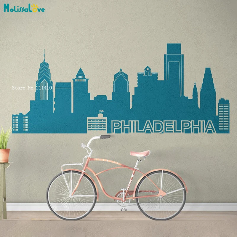 Philadelphia City Skyline Vinyl Wall Decal Home Decor Living Room Coffee Shop Sticker Vinyl For People Who Love This City YT5179