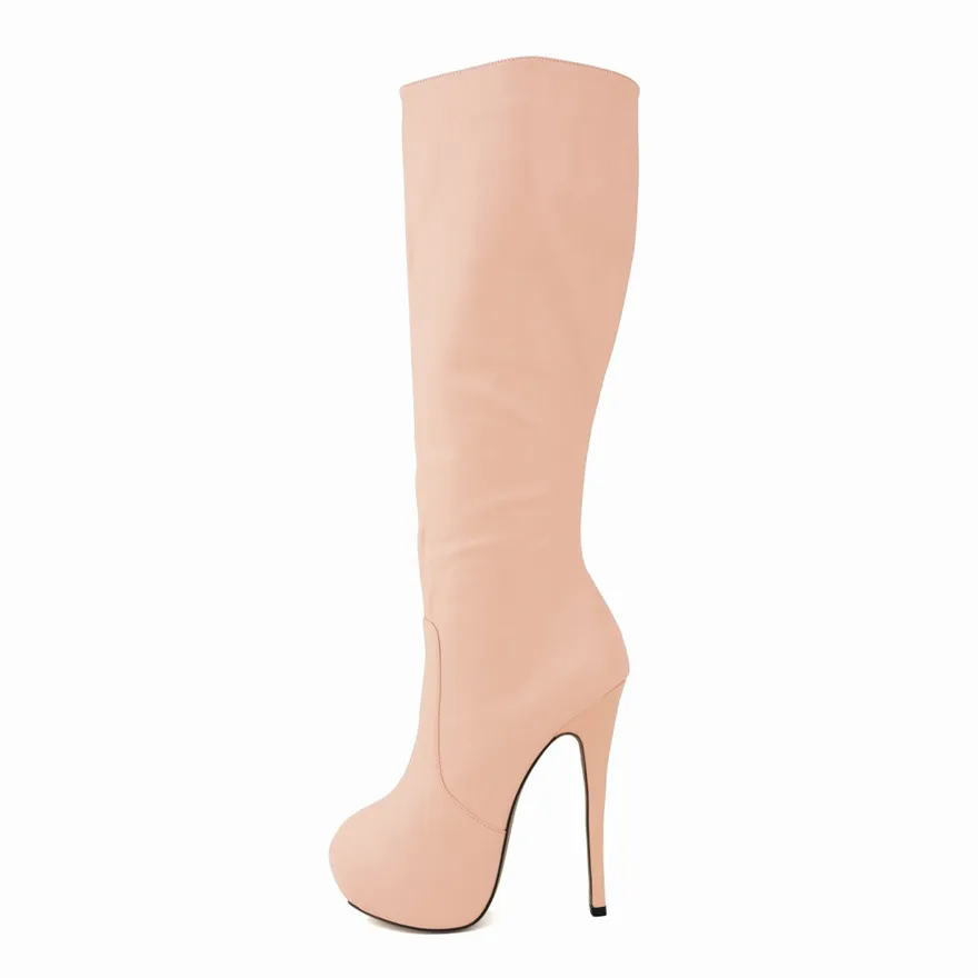Große Größe 35-42 Leder Mode Damen Lange Stiefel Runde Kappe Schwarz Sexy Über Knie Oberschenkel Hohe Stiefel Frauen plattform High Heels Schuhe