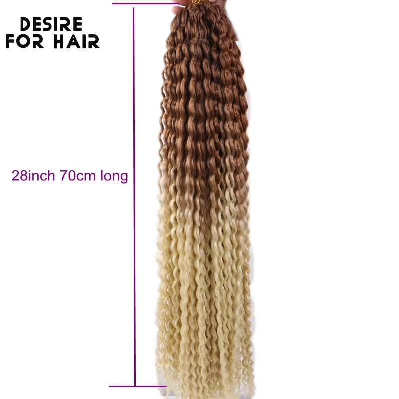 Desire for hair Water Wave Crochet Hair 28 Inch Long Synthetic Hair Braids Natural Wavy Ombre Blond Hair Extensions