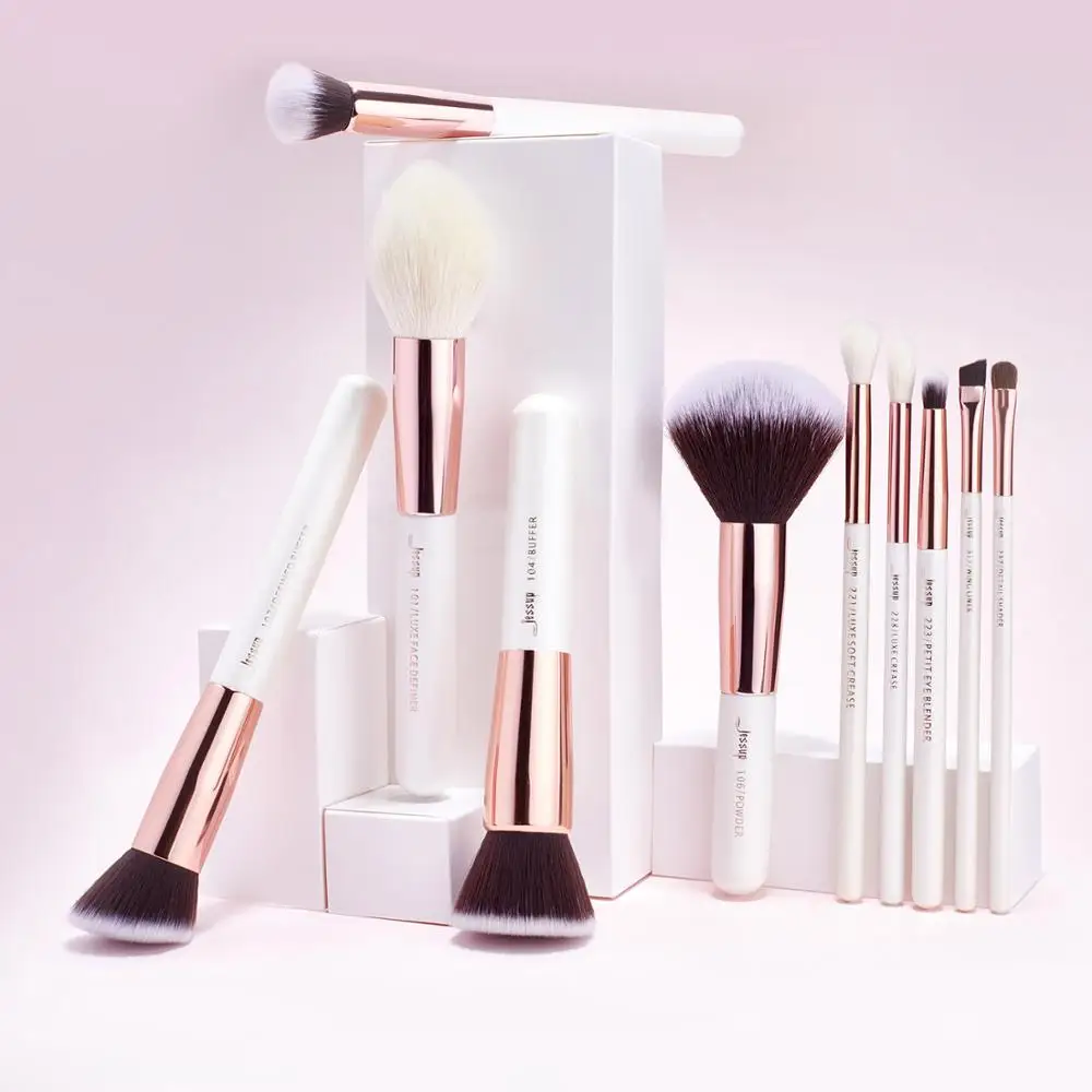 Jessup Makeup Brushes Set Dropshipping Pearl-White-Rose-Gold Pinceaux Maquillage Cosmetic Tools Eyeshadow Powder Definer 6-25pcs