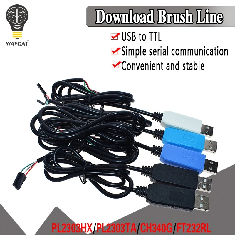 PL2303 Moduł kabla USB do UART TTL FT232RL PL2303HX Moduł adaptera portu szeregowego USB do TTL RS232 CH340 Kabel do pobierania