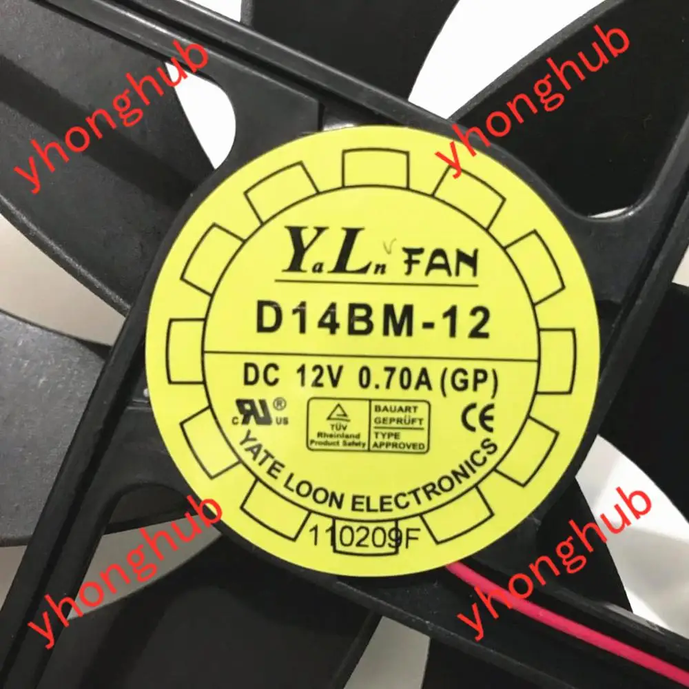 Yate Loon D14BM-12 DC 12V 0.70A 140x140x25mm 2-Wire Server Cooling Fan