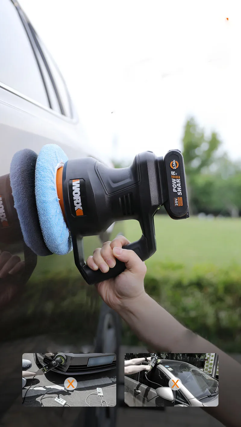Absx-polidor elétrico sem fio 20v wx858, 3800rpm, 178mm, ferramenta para polimento de carros e pisos, lixamento de cera