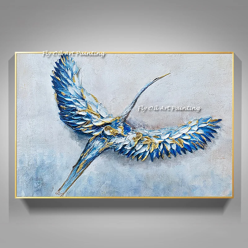 

New Handmade Lucky Bird Oil Painting on Canvas Hand Painted Modern Animals Paintings For Living Room Wall Decoration Painting