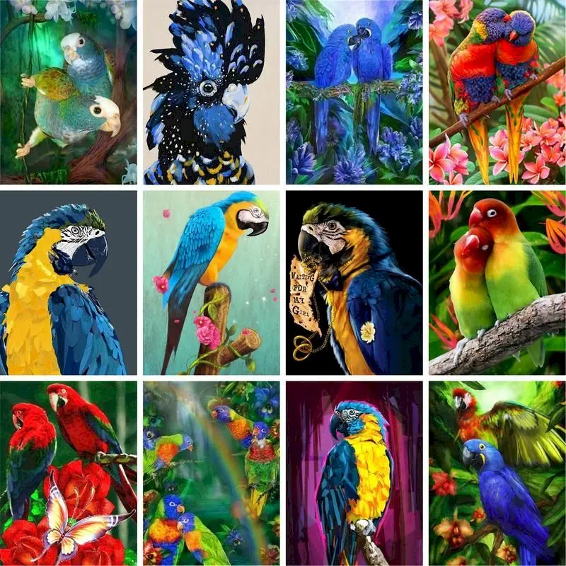 

GATYZTORY 60x75cm Painting By Numbers DIY color Parrot Frameless Digital Painting Animals Drawing By Numbers On Canvas Unique Gi