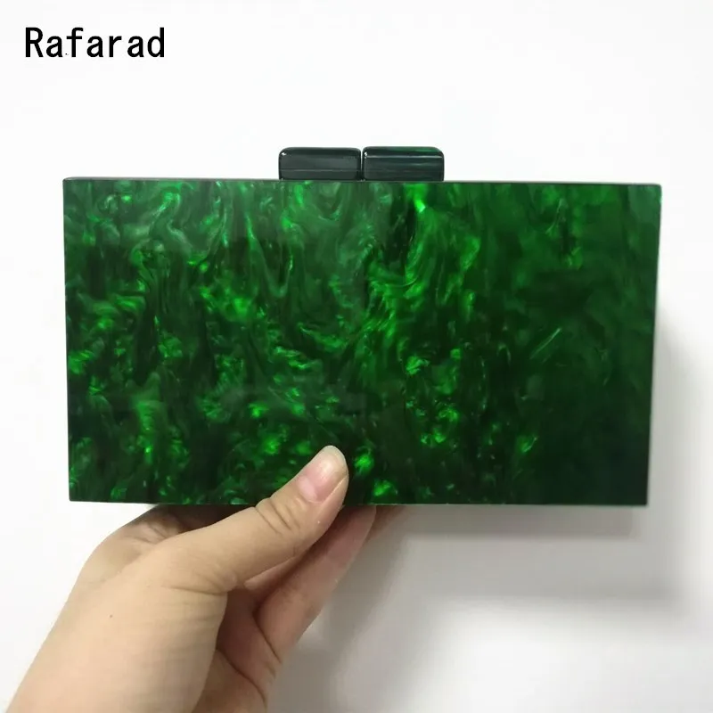 

18X10 cm pearl green acrylic clasp mirror inside chain messenger flap girl lady female evening acrylic box clutches purse wallet