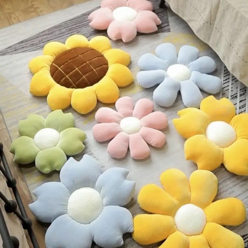 Oreiller en peluche doux et coloré en forme de fleurs de marguerite, coussin de chaise plante, décor de canapé de maison, cadeau d'anniversaire pour enfants filles