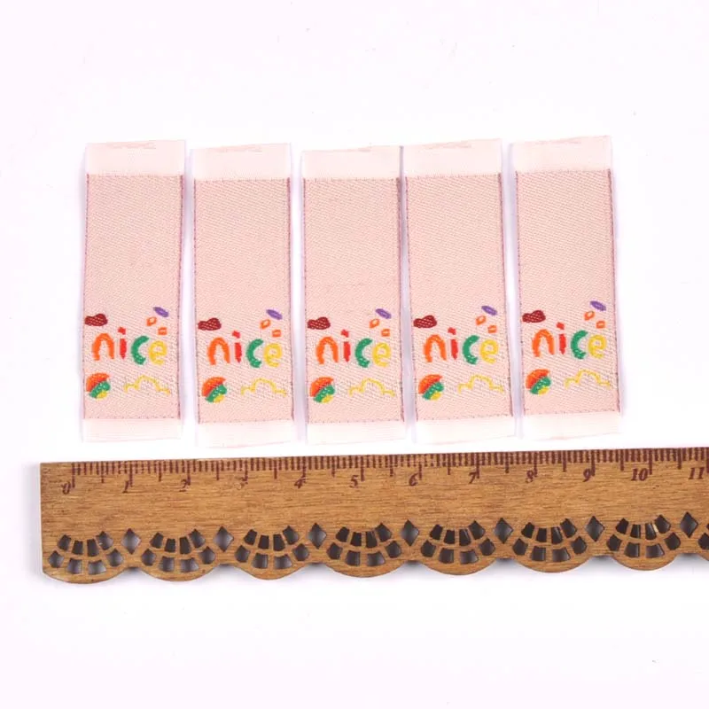 Luck/Nice/Cute Printed Labels For DIY Sewing Accessories Garment Fabric Shoes Bag Clothes Tag Handmade Crafts 50Pcs 1.5x4cm