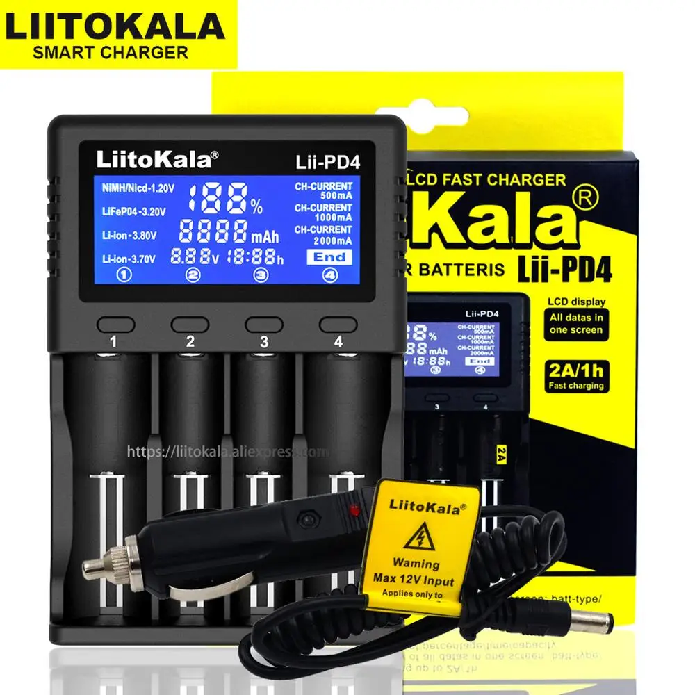 LiitokalaLii-PD2 Lii-PD4 18650 3.7V akumulator litowo-jonowy ładowarka 1.2V NiMH 3.2V LiFePO4 21700 18350 18500 AAA 3.85V cargador 26650 baterii