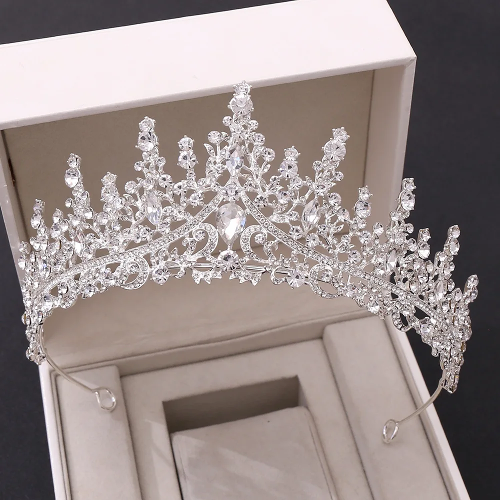 

KMVEXO Baroque Vintage Luxury Royal Queen King Crystal Wedding Crown Bridal Tiara Crowns Diadem Bride Party Evening Hair Jewelry