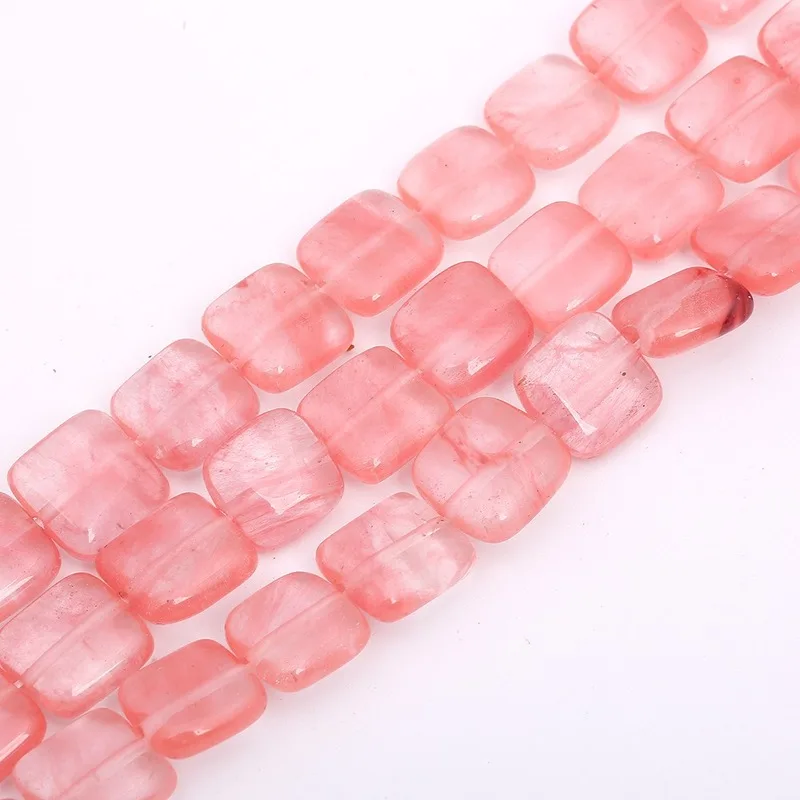 12mm Natural Stone Colorful Agate Tiger Eye Sandstone Square Piece Loose Beads for Jewelry Making DIY Hot Bracelet Necklace 15\