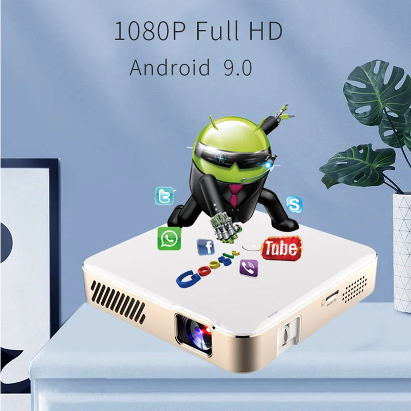 Smartldea Native full hd 1920 1080p 3D Smart projector Auto Focus Android 5G Wifi BT Build-in 10500mAh battery home video Beamer