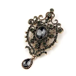 Sunspicems Gray Crystal Bohemia Women Brooch Turkish Ethnic Wedding Jewelry Arab Flower Hijab Pins Bijoux Banquet Gift