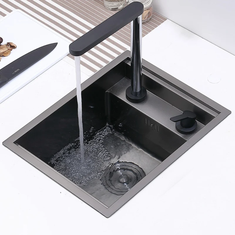 Nanometer 304 Stainless Steel Handmade kitchen Bar Counter Sink Cover hidden Single Small Size kitchen Bar Counter Sink