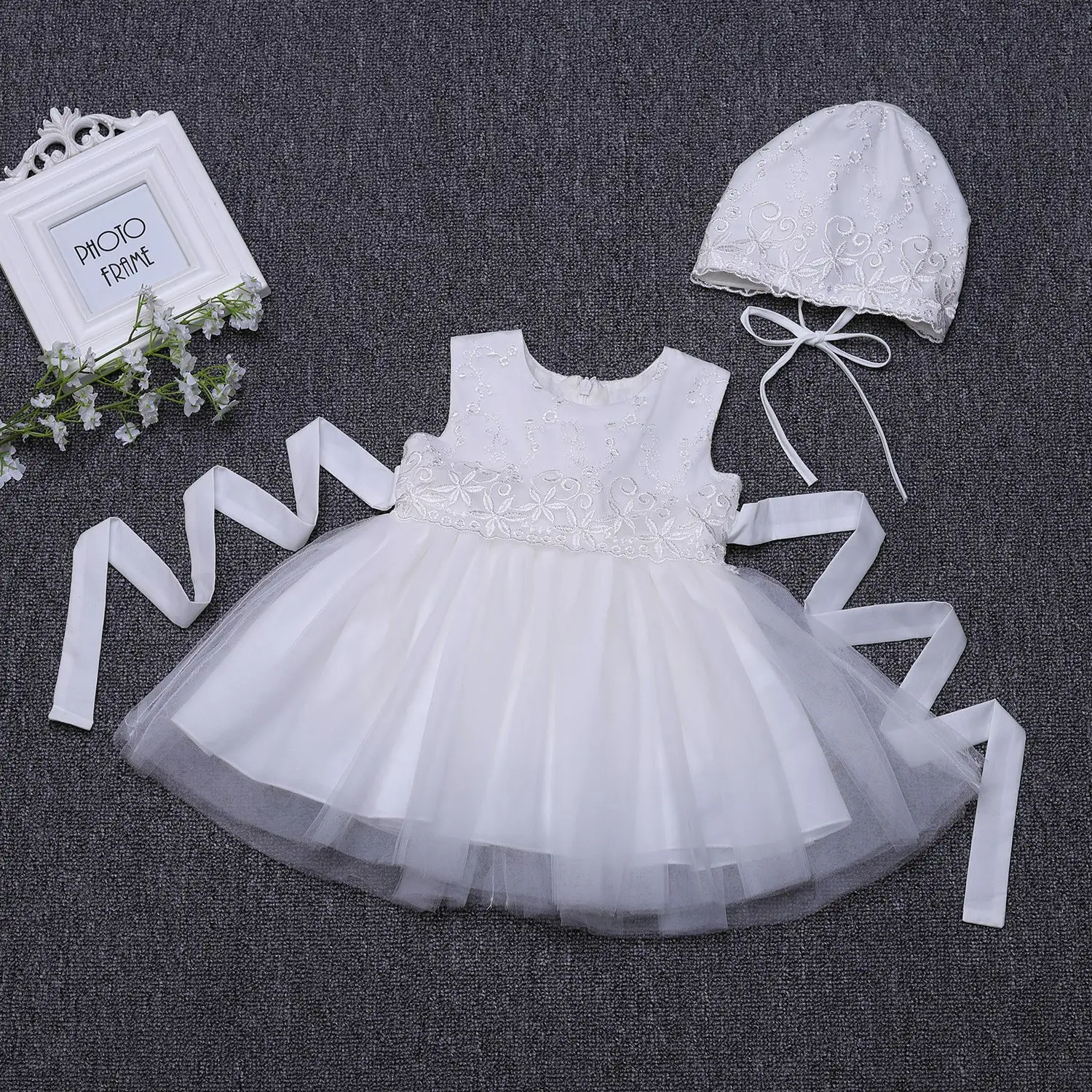 

Baby Christening Gown for Girls 1st Birthday Girl Party Princess Prom Dress Infant Girl Baptism Baby Dress White Wedding Dresses