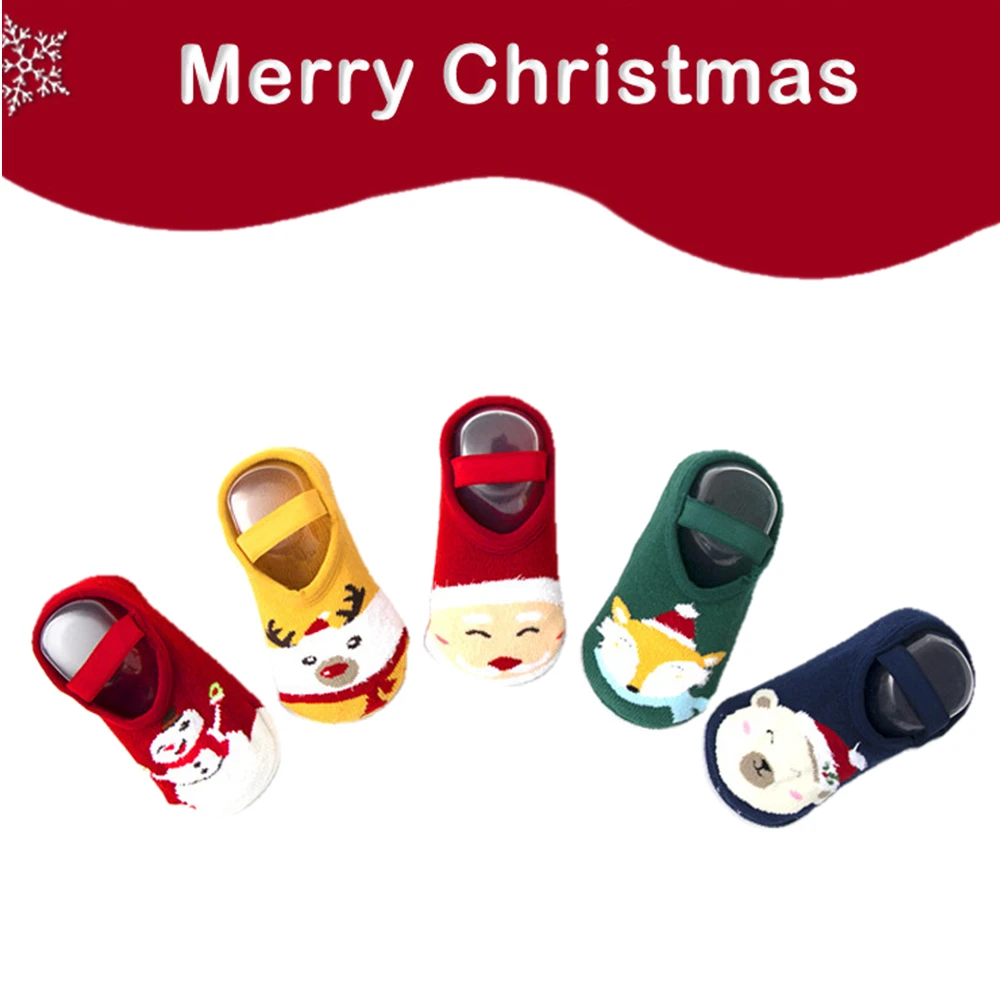 Thickened Children\'s Terry Baby Socks Cartoon Christmas Festive Baby Autumn and Winter Floor Socks Low Dispensing Infant Socks