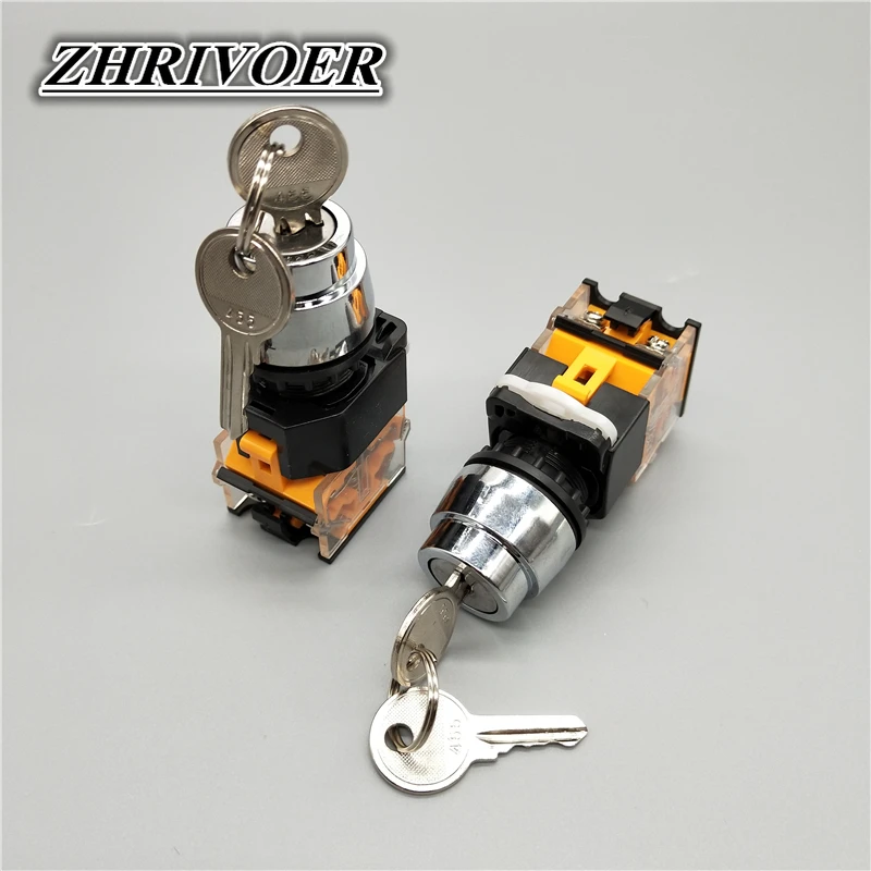 22mm La38-11y2 / La38-20y3 10A / 440V 2 / 3 Position Key Knob Switch Self Locking / Self Resetting Select Button Switch Rotary