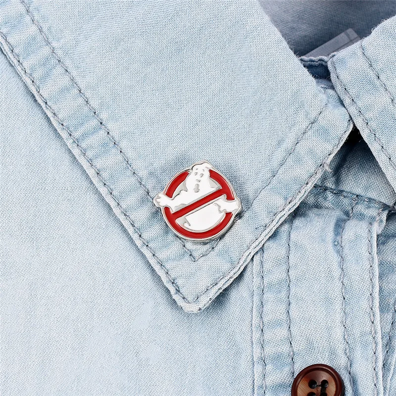 Creative Ghostbusters Enamel Pin White Ghost Badge Brooch Ladies Bag Clothes Lapel Pin Card Jewelry for Fans and Friends