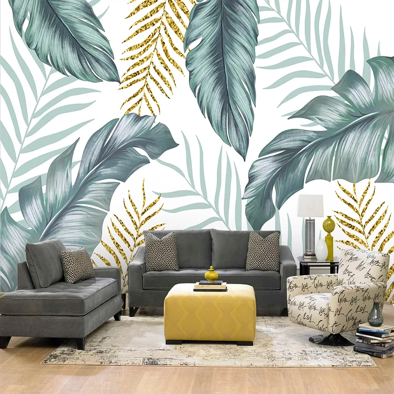 Custom Mural Nordic Abstract Leaves Art Wall Painting Modern Fresco 3D Bedroom Living Room Dining Room Wall Decoration Wallpaper