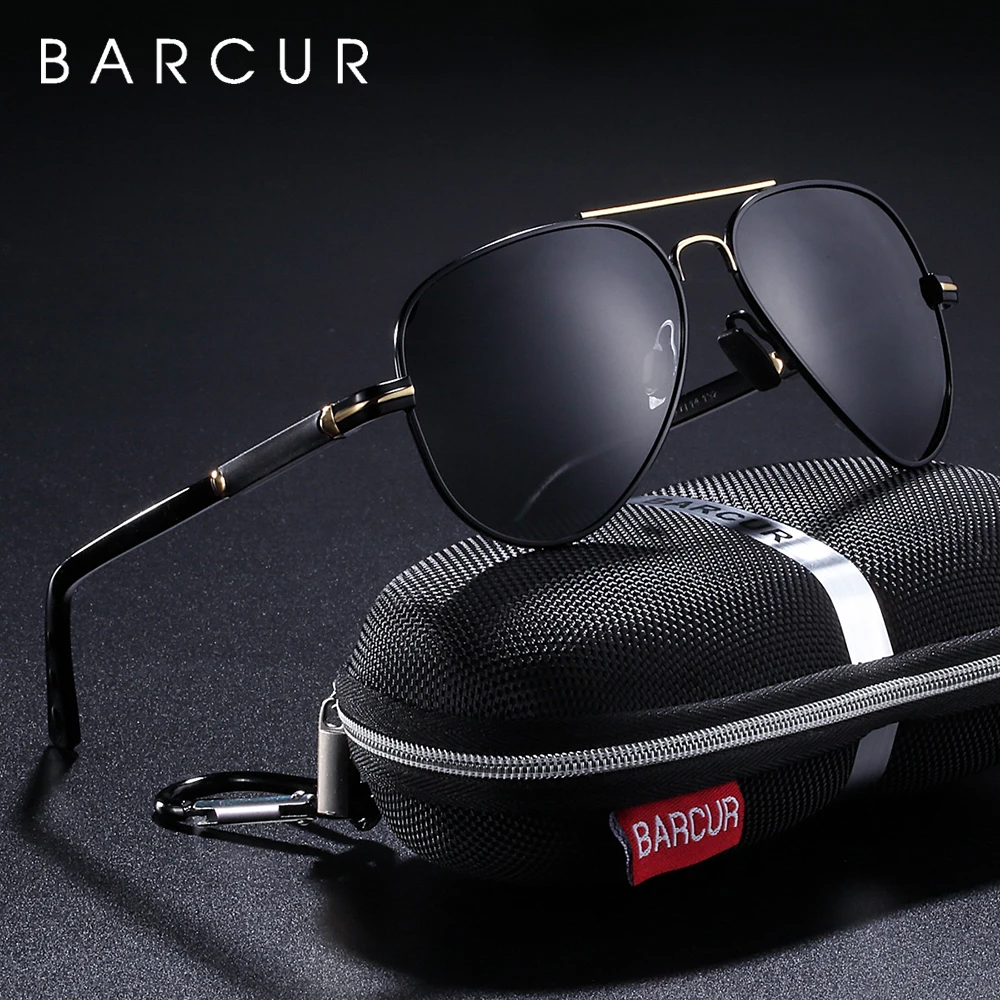 BARCUR Men Classic Pilot Sunglasses Polarized Aluminum Driving Sun glasses Luxury Shades UV400 Protection Eyewear