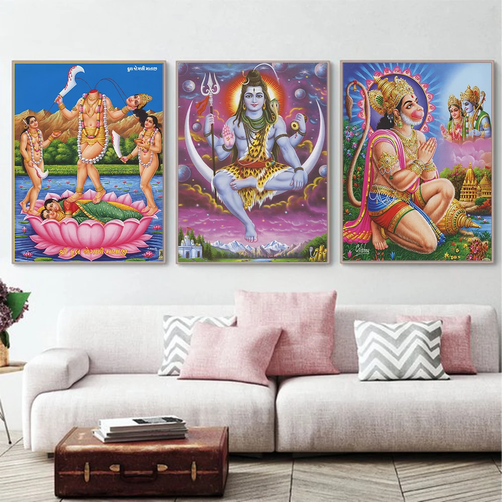 

Плакат Шива Парвати, индийское религиозное искусство, картина на холсте, Vishnu, печатная настенная картина, домашний декор для гостиной, безрамная живопись
