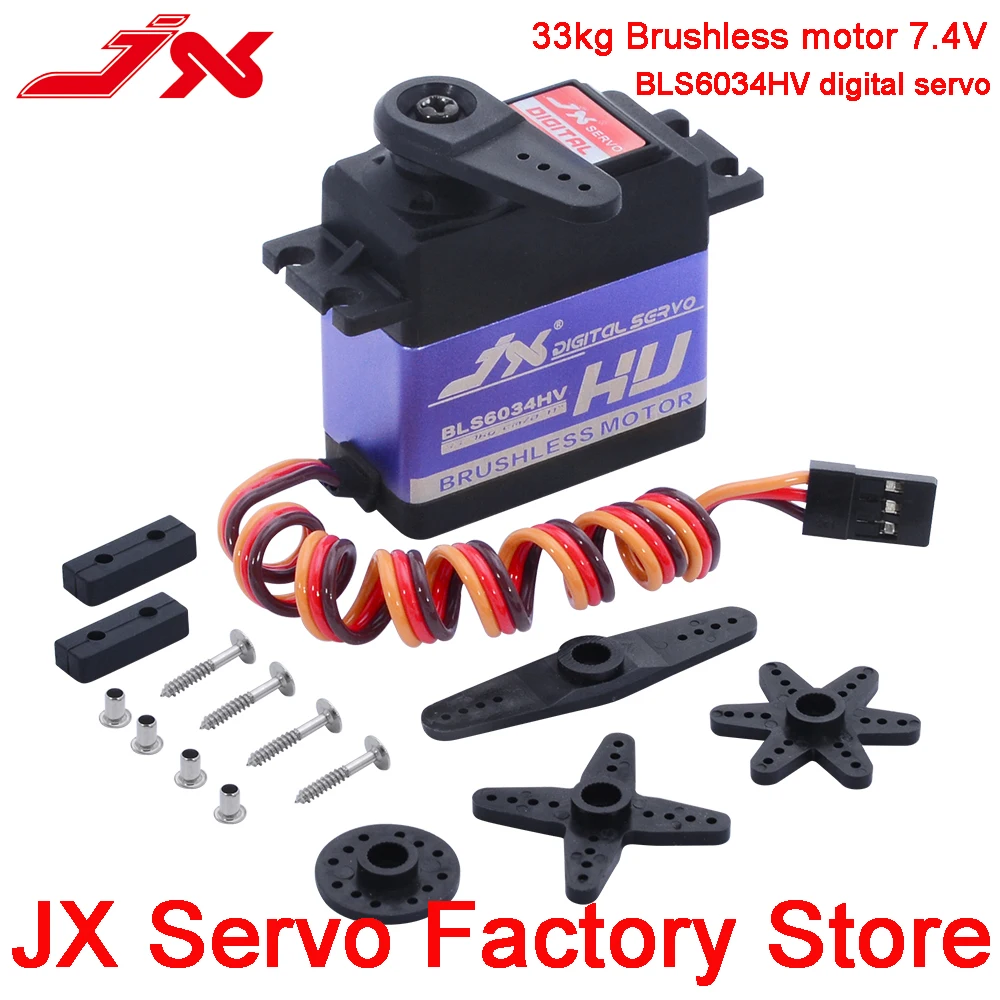 JX Servo BLS6034HV 60G 33Kg Không Chổi Than Hộp Số Kim Loại Kỹ Thuật Số Servo Cho 1/8 1/10 RC Xe Bánh Xích Thuyền RC robot Máy Bay Trực Thăng