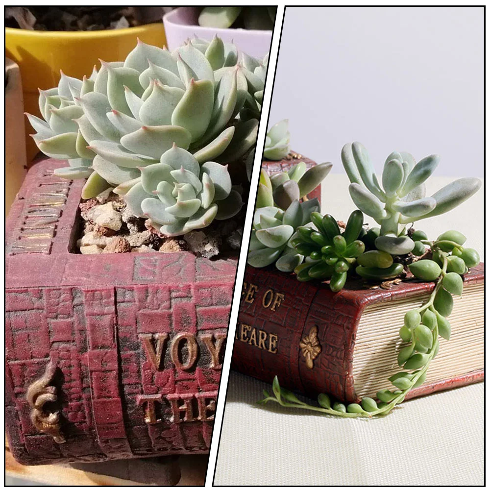 Pot Flower Pots Book Planter Mini Shape Bonsai Succulent Desktop Resin Air Flowerpot Faux Containers Design Home Indoor