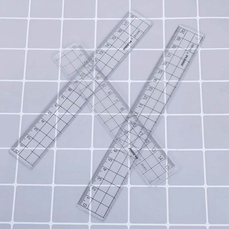 Transparent Plastic Straight Ruler Measurement Scale Tool Student School Supply