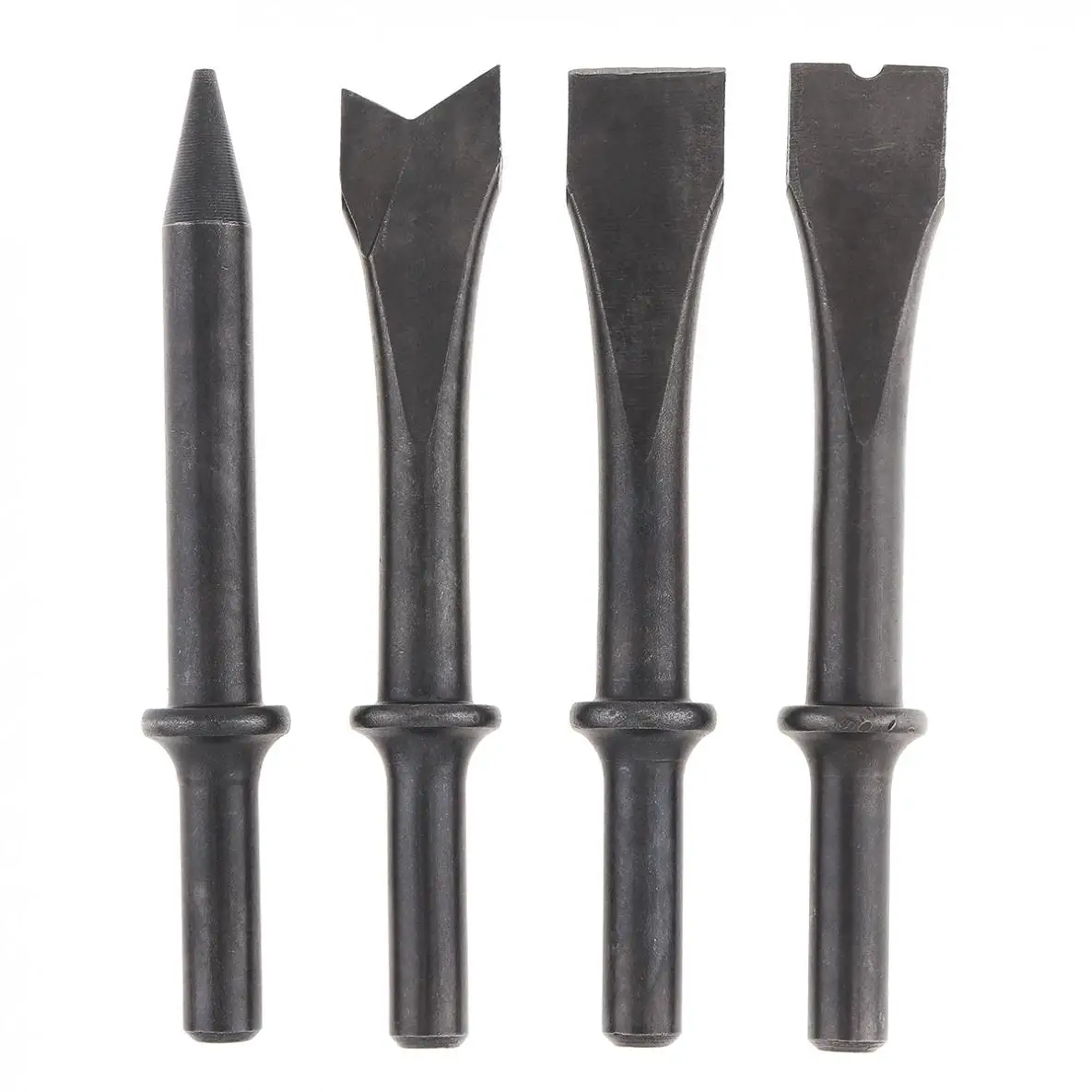 4pcs/set Hard 45# Steel Solid Short Air Chisel Impact Head Support Pneumatic Tool for Cutting / Rusting Removal Accessories