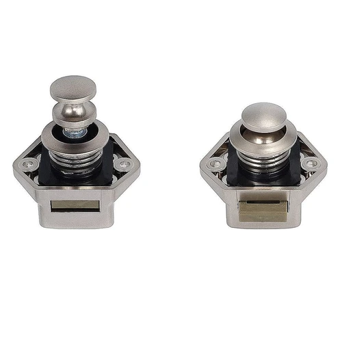 Imagen 2 del producto Pestillo de bloqueo sin llave, botón pulsador para puertas de armario, cajón, RV, grosor 15-27mm, 10 unidades