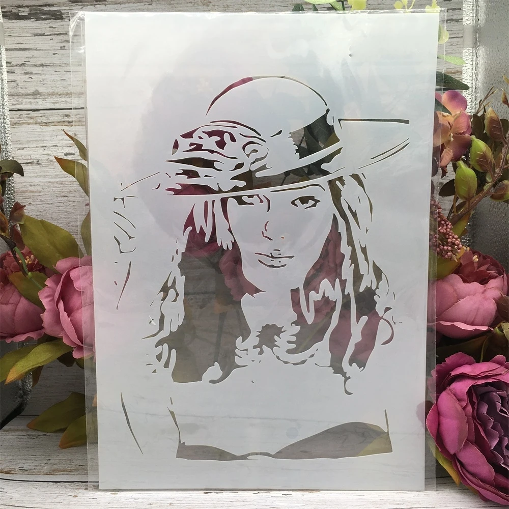 A4 29cm Western Fashion Lady DIY Layering Stencils Wall Painting Scrapbook Coloring Embossing Album Decorative Template